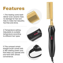 Load image into Gallery viewer, 2 in 1 Professional Hair Straightener Electric Hair Comb Straightener Hair Curling Iron Women Straightening Brush Stying Tool