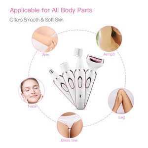 4 in 1 Electric Women Epilator Bikini Body Armpit Electric USB Rechargeable Hair Removal Trimmer Quick Safe Hair Removal Shaver