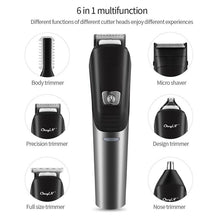 Load image into Gallery viewer, 6 In 1 Professional Hair Trimmer Kit Hair Grooming Kit Men Cordless Hair ClipperTrimmer Beard Shaver Razor Eyebrow Shaper