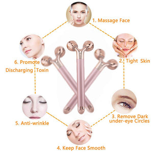 24k Gold Energy Beauty Bar Facial Face Massager 3D Roller Electric Sonic Energy & T Shape Arm Eye Nose Head Massager Face Lift