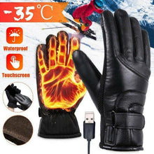 Load image into Gallery viewer, Men Heated Gloves Rechargeable USB Hand Warmer Electric Heating Gloves Winter Cycling Thermal Touch Screen Bike Gloves Windproof