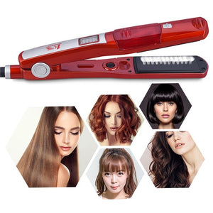 2 In 1 Steam Straightenerfour-Gear Temperature Adjustment Curling Iron Flat Iron Curling Iron Hair Curler for Women Hair