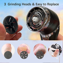 Load image into Gallery viewer, Rechargeable Electric Foot Rasp Electric Pedicure Foot Sander IPX7 Waterproof 3 Grinding Heads to Eliminate Feet Dead Skin