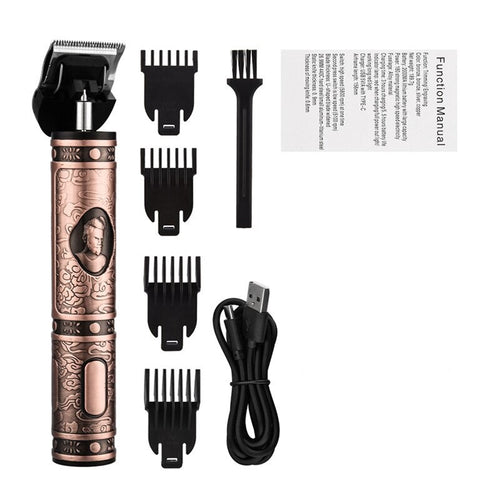 Electric Hair Clipper USB Rechargeable Men's Bread Trimmer 0Mm Bald Portable Haircut Steel Blade Cordless Shaver Hair Cutting