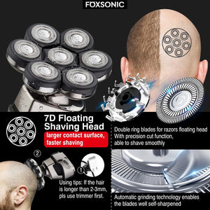 Electric Shaver Razor For Men's Trimmer Wet And Bald Head Dry Razor 7D Head Waterproof LED Display Machine For Shaving