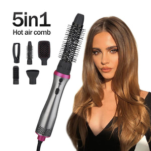 5 In 1 Hair Dryer Hot Air Brush Volumizing Hair Iron Roll Combs Curling Iron Hair Straightener Curler Comb Hair Styling Tools