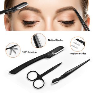 11Pcs Professional Eyebrow Trimming Tool Set Eyebrow Shaping Knife Tweezers Comb Pencil Eyebrow Trimming Clip Make Up Tool Kit