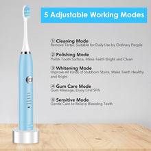 Load image into Gallery viewer, 2 Heads Sonic Electric Toothbrush Teeth Clean Tool Soft Hair Tartar Plaque Calculus Remover Oral Hygiene Care Battery Power