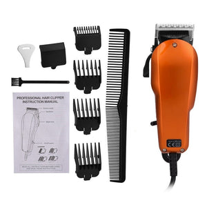 220-240V Household Trimmer Professional Classic Haircut Corded Clipper For Men Cutting Machine With 4 Attachment Combs (Orange)