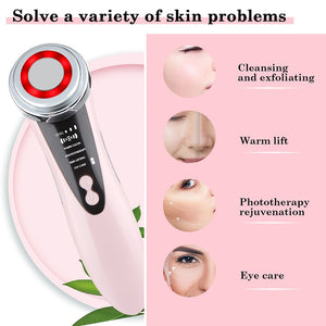 4 In 1 LED Face Massager Skin Rejuvenation EMS Facial Lifting Wrinkle Removal Skin Tightening Hot Cool Beauty Device