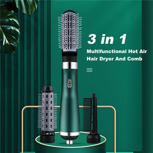 3 In 1 Electric Hair Dryer Negative Ions Rotating Salon Brush Hair Straightener Curler Comb Roller Hairstyling Blow Dryer