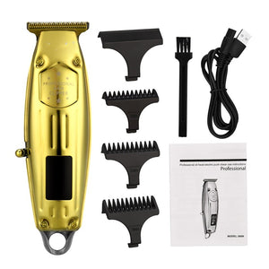 Portable Digital Hair Trimmer Cordless Rechargeable Electric Hair Clippers LCD Display Beard Shaver Powerful Haircuting Blade