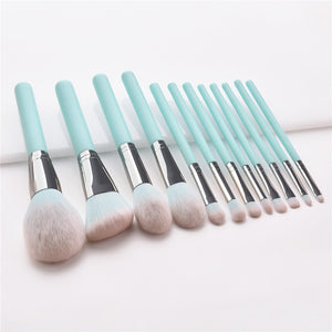12pcs/set Makeup Brushes Light Blue Beauty Cosmetics Foundation Blush Powder Concealer Eyeshadow Eyebrow