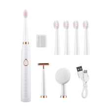 Load image into Gallery viewer, Portable 3 in 1 Smart Electric Toothbrush With 4 Brush Head Electric cleansing brush Facial beauty stick Facial massager