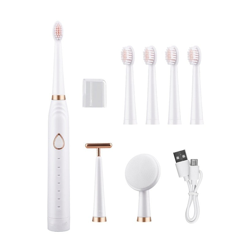 Portable 3 in 1 Smart Electric Toothbrush With 4 Brush Head Electric cleansing brush Facial beauty stick Facial massager