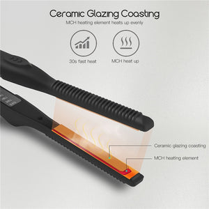 Ceramic Flat Iron Hair Curling Iron Temperature Adjustment Electric Hair Straightener Curler Styling Tool One Button Control