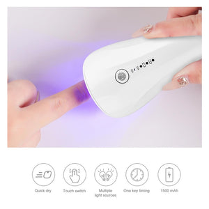 2 In 1 Mini Nail Eyelash Dryer 3 UV LED Lamp Timer Auto Sensor For Drying Gel Polish Rechargeable Quick-drying Nail Art Lamp
