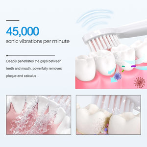 7 in 1 Electric Toothbrush Sonic Vibration 6 Modes USB Charging Cleansing Facial Lift Massager Waterproof Smart Tooth Brush Set