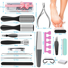 Load image into Gallery viewer, 23 in 1 Professional Pedicure Tools Set Foot Care Scrubber Pedicure Kit Manicure Foot Nail Tools Supplies Set for Woman Man Feet