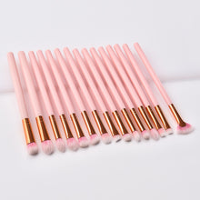 Load image into Gallery viewer, 15pcs Wood Aluminum Eyes Makeup Brushes Set Beauty Tools Eyeshadow Small Fan-shaped Eyeliner Eyebrow Nose Lip Pink Gold