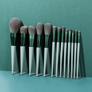13pcs Wooden Conical Makeup Brushes Set Long Bronzer Sculpting Highlight Eyeshadow Eyeliner Brow Lip Cosmetic Kit