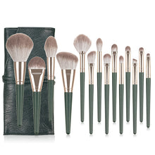 Load image into Gallery viewer, 14pcs Green Cloud Makeup Brushes Cosmetics Tools Set Wooden Handle Foundation Eyeshadow Smudge Beauty Fan Highlight