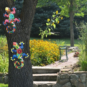 2Pcs Metal Gecko Wall Decor Gecko Art Craft Sculptures Lizard For Outdoor Backyard Porch Lawn Fence Garden Wall Decor