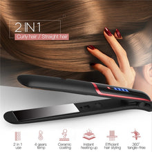 Load image into Gallery viewer, Ceramic Hair Straightener Electric Hair Curler Flat Iron LED Display Straighting Iron Temperature Control Curling Styler
