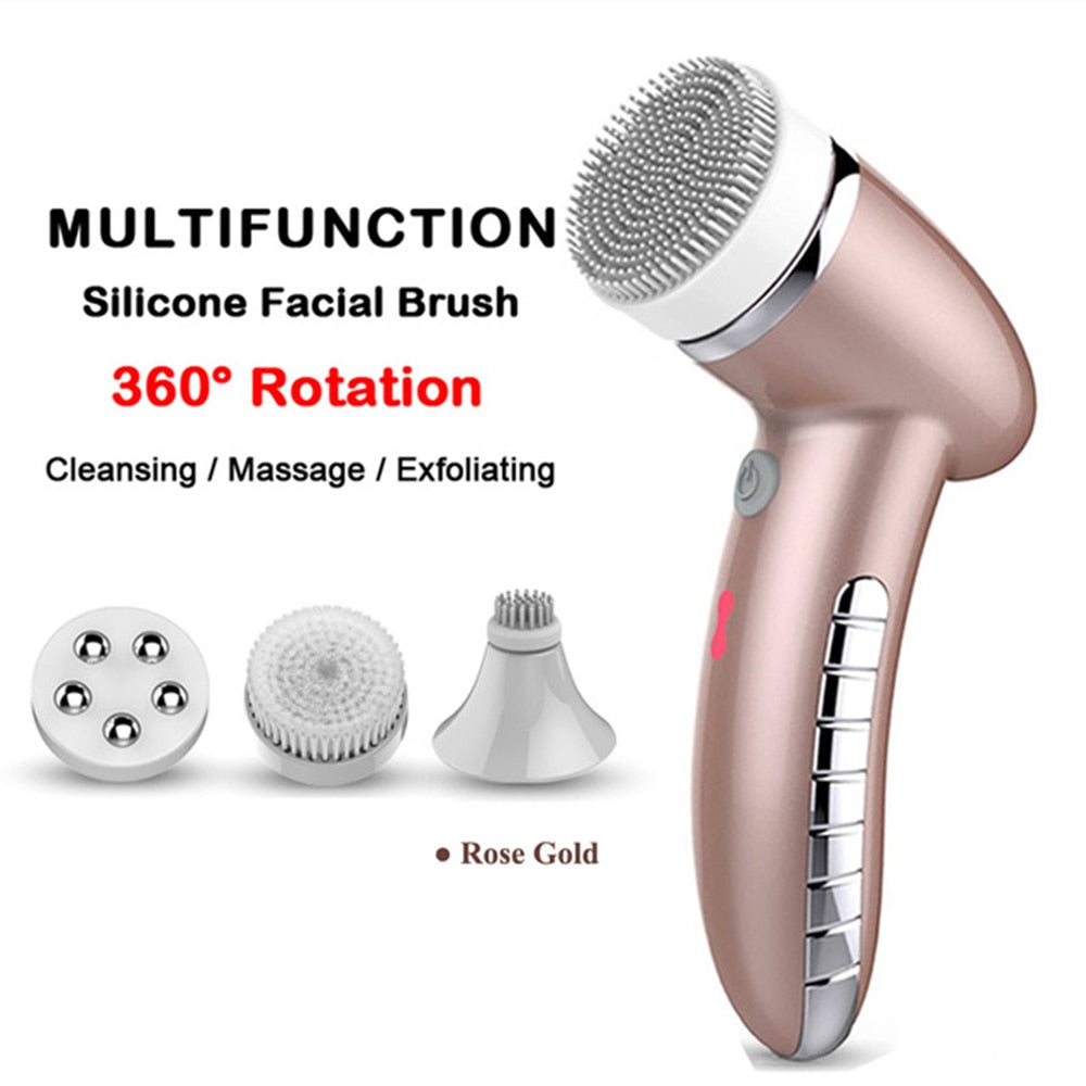 4 In 1 Electric Women Safe Wash Facial Cleansing Brush IPX6 USB Female Electric Face Cleaning Apparatus Nu Face Skin Care
