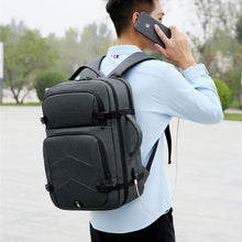 Load image into Gallery viewer, Mens Casual Backpack USB Charging Luxury Laptop Bag Waterproof Waxy Glue Gray Multifunctional Urban Business Rucksack Man
