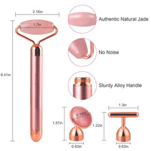 Load image into Gallery viewer, 3 In 1 Quartz Vibrating Facial Jade Roller Massager Anti Wrinkles Skin Tightening 24k Golden Pulse Anti-Aging Facial Beauty Set