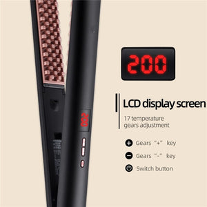 3D Grid Hair Crimper LCD Digital Display Ceramic Electric Straightening Hair No Damage to Hair Bouffant Care Styling Tool