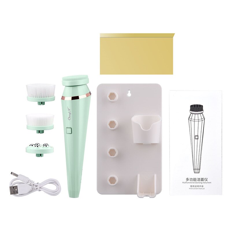 4 In 1 Electric Facial Cleansing Brush Waterproof Roller Massager Deep Cleansing Brush Blackhead Pore Cleaner