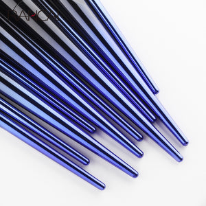 10 Pcs Makeup Brushes Navy Blue Premium Synthetic Hair Foundation Blending Brush Tool Powder Eyeshadow Cosmetic Set Case