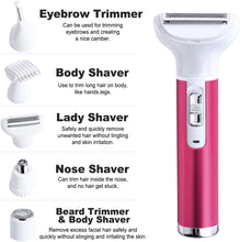 Load image into Gallery viewer, 5 in 1 Electric Hair Remover Rechargeable Lady Shaver Nose Hair Trimmer Eyebrow Shaper Leg Armpit Bikini Trimmer Women Epilator