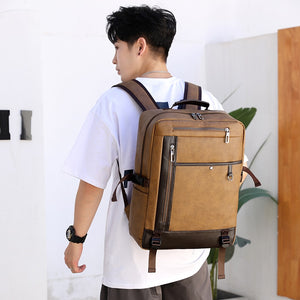 High Quality PU Leather Backpack Men Multifunctional Luxury Urban Bag For Laptop 13.3 Inches Waterproof Anti-theft Rucksack Man
