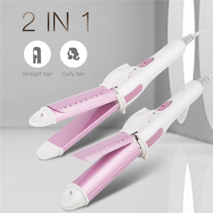 2 In 1 Hair Straightener Curler For Home Travel Plate Roller Fast Heating Hair Straightening Curling Portable Hair Styling Tools