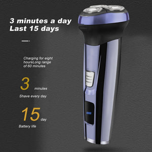 Replaceable Battery Strong Driving Force ABS USB Charging Electric Shaver Triple Blade Floating Razor Shaving Machine Washable