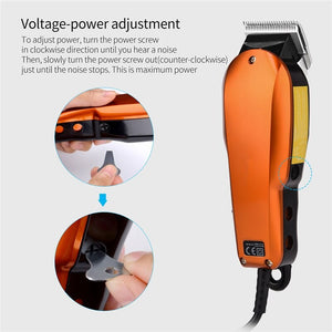 220-240V Household Trimmer Professional Classic Haircut Corded Clipper For Men Cutting Machine With 4 Attachment Combs (Orange)