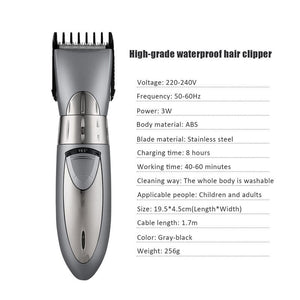 USB Rechargeable Electric Hair Clippers With Replacement Stainless Steel Blade Cutter Trimmer For Men Hair Styling Machine (As is shown)