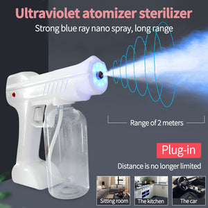 Electric Cordless Fogger 800ml Sprayer UV Atomization Disinfector Blue Light Nano Sprayer Gun For Home Office Hospital School