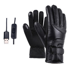 Load image into Gallery viewer, Men Heated Gloves Rechargeable USB Hand Warmer Electric Heating Gloves Winter Cycling Thermal Touch Screen Bike Gloves Windproof