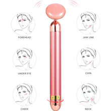 Load image into Gallery viewer, 5-in-1 24K Gold Beauty Bar Face Massager Electric Vibrating Rose Quartz 3D Roller Face Lifting Body Facial Gua Sha Jade Roller