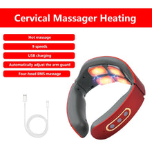 Load image into Gallery viewer, Smart Electric Neck and Shoulder Back Pulse Massager USB Wireless 6 modes Heating Pain Relief Kneading TENS Relaxation Machine