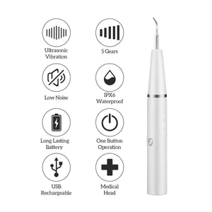 Electric Ultrasonic Sonic Dental Scaler Waterproof Tooth Calculus Tartar Remover USB charging Whiten Teeth Cleaner Tools