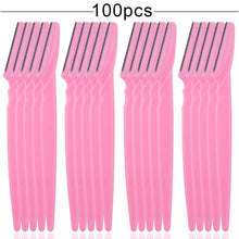 Load image into Gallery viewer, 100Pcs Eyebrow Cutting Knife Blades Shaver Women Face Trimmer Hair Removal Eye Brow Cutters Portable Safety Beauty Makeup Tools