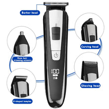 Load image into Gallery viewer, 5 In 1 Rechargeable Electric Hair Clippers For Men Beard Nose Ear Trimmer Digital Display Haircut Machine Barber Shaver Cutting