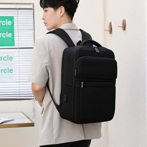 Mens Grey Backpacks Urban USB Charging Luxury Waterproof Laptop Bag 15.6-inch Multifunctional Portable Unisex Rucksack Man