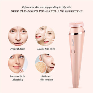 4 In 1 Electric Facial Cleansing Brush Waterproof Roller Massager Deep Cleansing Brush Blackhead Pore Cleaner