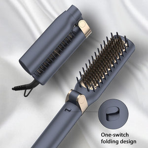 Foldable Hair Straightener Combs Portable Electric Hair Straightening Comb PTC Heat Tourmaline Ceramics Brushes Flat Irons